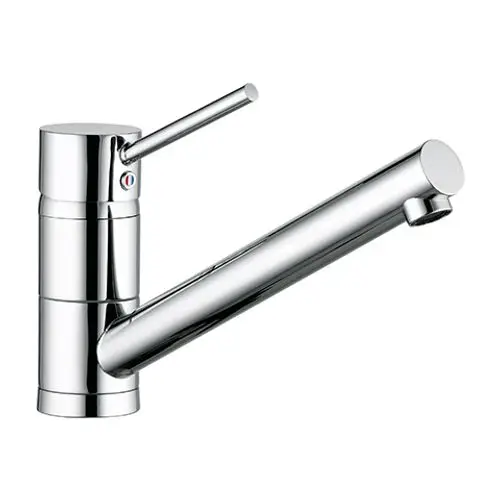 Spültisch-Einhandmischer von Kludi in chrom, mit schwenkbarem Auslauf und seitlichem Hebel zur Steuerung von Wasserfluss und Temperatur.